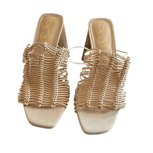 NWT Sam Edelman Laurette Almond Lattice Square Toe Block Heel Sandals - Picture 9 of 9